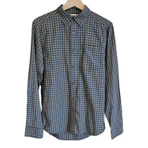 Mountain Khakis Men’s Button Down Shirt Plaid Long Sleeve Navy Yellow Size Small